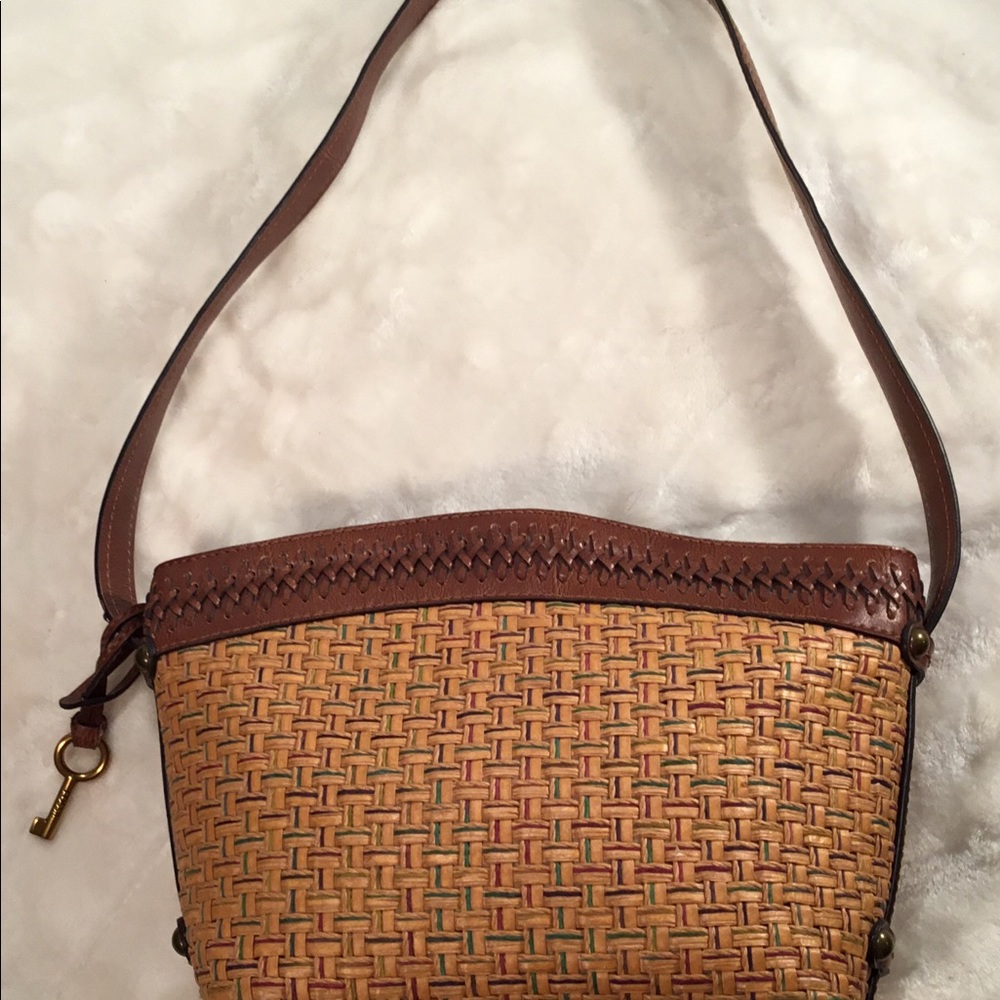 Fossil Basketweave Pattern Handbag - image 3